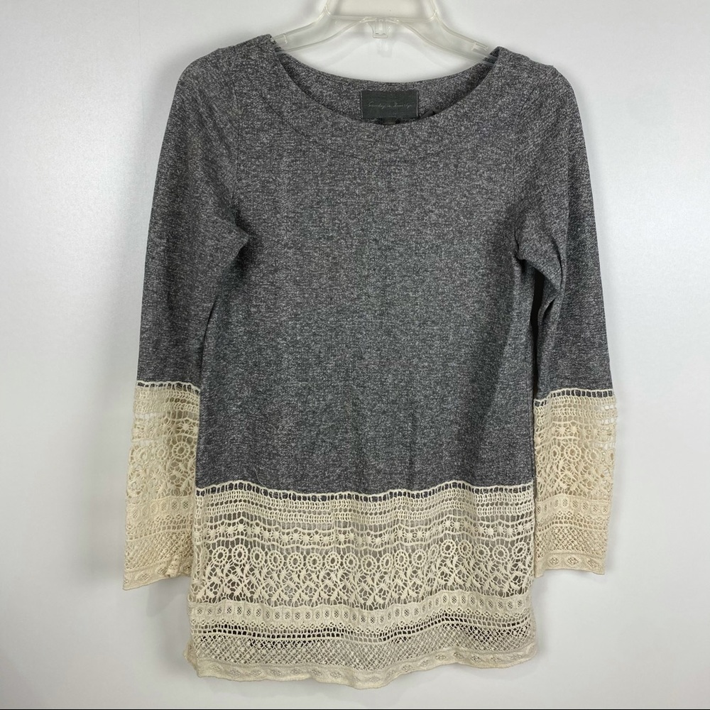 Sunday in Brooklyn Anthro Top XS Gray Crochet